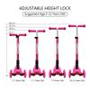 ChromeWheels Foldable Scooters for Kids, Deluxe Kick Scooter 4 Adjustable Height 132lbs Weight Limit 3 Wheel, Lean to Steer LED Light Up Wheels, Best Gifts for Girls Boys Age 3-12 Year Old, Pink view 2