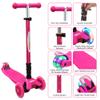 ChromeWheels Foldable Scooters for Kids, Deluxe Kick Scooter 4 Adjustable Height 132lbs Weight Limit 3 Wheel, Lean to Steer LED Light Up Wheels, Best Gifts for Girls Boys Age 3-12 Year Old, Pink view 4