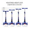 ChromeWheels Foldable Scooters for Kids, Deluxe Kick Scooter 4 Adjustable Height 132lbs Weight Limit 3 Wheel, Lean to Steer LED Light Up Wheels, Best Gifts for Girls Boys Age 3-12 Year Old, Blue view 2