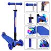 ChromeWheels Foldable Scooters for Kids, Deluxe Kick Scooter 4 Adjustable Height 132lbs Weight Limit 3 Wheel, Lean to Steer LED Light Up Wheels, Best Gifts for Girls Boys Age 3-12 Year Old, Blue view 4