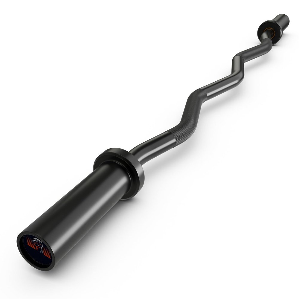 GYMAX Curl Bar, 47 EZ Curl Bar with Copper Sleeve and Bearing Connection, 400lbs Olympic Barbell for Weight Lifting, Lunge, Squat, Hip Thrusts, Strength Training Curling Bars (Black)