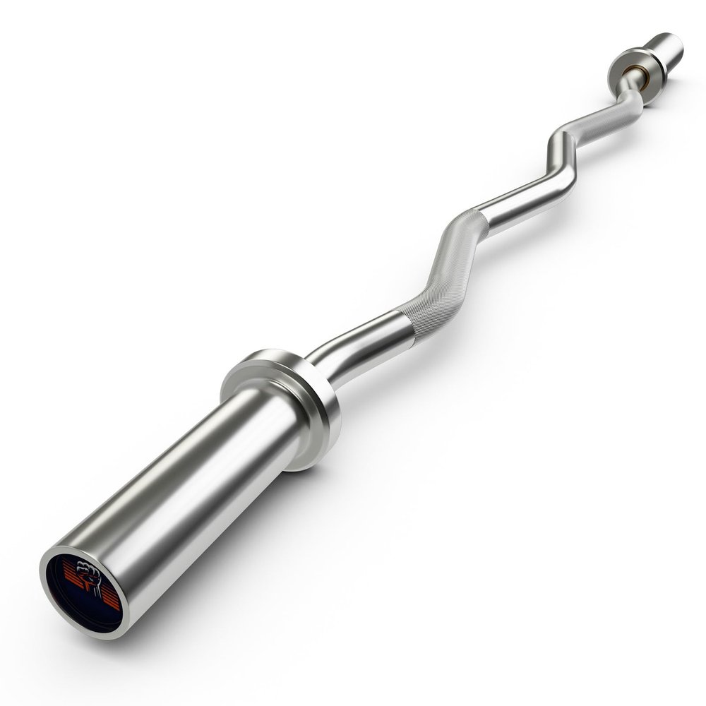 GYMAX Curl Bar, 47 EZ Curl Bar with Copper Sleeve and Bearing Connection, 400lbs Olympic Barbell for Weight Lifting, Lunge, Squat, Hip Thrusts, Strength Training Curling Bars (Silver White)