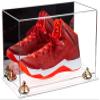 Better Display Cases Acrylic Large Shoe Display Case for Basketball Shoe Soccer Cleat Football Cleat with Mirror, Gold Risers and Clear Base (A013-GR) view 1