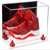 Better Display Cases Acrylic Large Shoe Display Case for Basketball Shoe Soccer Cleat Football Cleat with Mirror, Red Risers and Clear Base (A013-RR) view 1
