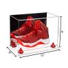 Better Display Cases Acrylic Large Shoe Display Case for Basketball Shoe Soccer Cleat Football Cleat with Mirror, Red Risers and Clear Base (A013-RR) view 2
