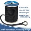 Double Braided Nylon Anchor Line with Stainless Thimble (Black, 1/2-Inch x 150-Feet) view 2