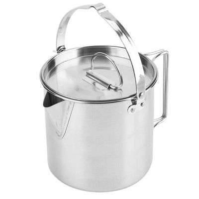 Pasamer 1.2L Camping Tea Kettle, Outdoors Camping Pot Portable Folding Hiking Pot Stainless Steel Kettle Cookware Coffee Tea Picnic Camping Pot with Lids for Hiking Backpacking Picnic, Silver