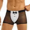 renvena Sexy Men's Tuxedo Costume Mesh See Through Boxer Briefs Waiter Cosplay Underwear Black Sheer Mesh Medium view 2