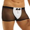 renvena Sexy Men's Tuxedo Costume Mesh See Through Boxer Briefs Waiter Cosplay Underwear Black Sheer Mesh Medium view 3