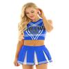 Moily Women's Schoolgirls Athletic Sports Uniform Musical Party Teams Rave Dance 2Pcs Fancy Dress Blue Small view 2