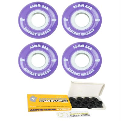Bigfoot Skateboard Wheels 83A Soft Street Cruiser Filmer with Ceramic Bearings (Purple, 55mm)