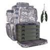 etacklepro Fishing Backpack Waterproof Tackle Bag with Protective Rain Cover Includes 4 Tackle Boxes Stainless Steel Fishing Pliers and Lanyard - Digital Camo view 1