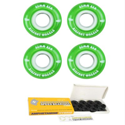 Bigfoot Skateboard Wheels 83A Soft Street Cruiser Filmer with Ceramic Bearings (Green, 53mm)