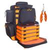etacklepro Fishing Backpack Waterproof Tackle Bag with Protective Rain Cover Includes 4 Tackle Boxes Stainless Steel Fishing Pliers and Lanyard - Black Orange view 1