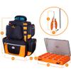 etacklepro Fishing Backpack Waterproof Tackle Bag with Protective Rain Cover Includes 4 Tackle Boxes Stainless Steel Fishing Pliers and Lanyard - Black Orange view 2