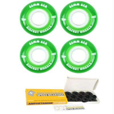 Bigfoot Skateboard Wheels 83A Soft Street Cruiser Filmer with Ceramic Bearings (Green, 55mm)