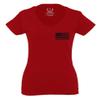 0021. Vintage American Flag United States of America Military us USA Patriotic Style for Women V Neck Fitted T Shirt (Red, X Small) view 2