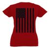 0021. Vintage American Flag United States of America Military us USA Patriotic Style for Women V Neck Fitted T Shirt (Red, X Small) view 3