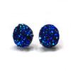 12mm Faux Druzy Stud Earrings - Stainless Steel Posts for Sensitive Ears Boho Chic Sparkly Glitter Studs (Navy Blue Aqua) view 1