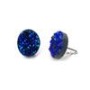 12mm Faux Druzy Stud Earrings - Stainless Steel Posts for Sensitive Ears Boho Chic Sparkly Glitter Studs (Navy Blue Aqua) view 2