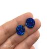 12mm Faux Druzy Stud Earrings - Stainless Steel Posts for Sensitive Ears Boho Chic Sparkly Glitter Studs (Navy Blue Aqua) view 3