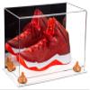 Better Display Cases Acrylic Large Shoe Display Case for Basketball Shoe Soccer Cleat Football Cleat with Mirror, Orange Risers and Clear Base (A013-OR) view 1