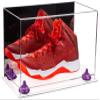 Better Display Cases Acrylic Large Shoe Display Case for Basketball Shoe Soccer Cleat Football Cleat with Mirror, Purple Risers and Clear Base (A013-PR) view 1