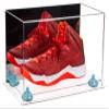 Better Display Cases Acrylic Large Shoe Display Case for Basketball Shoe Soccer Cleat Football Cleat with Mirror, Light Blue Risers and Clear Base (A013-BLR) view 1