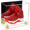 Better Display Cases Acrylic Large Shoe Display Case for Basketball Shoe Soccer Cleat Football Cleat with Mirror, Yellow Risers and Clear Base (A013-YR) view 1