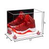 Better Display Cases Acrylic Large Shoe Display Case for Basketball Shoe Soccer Cleat Football Cleat with Mirror, Pink Risers and Clear Base (A013-PNR) view 2