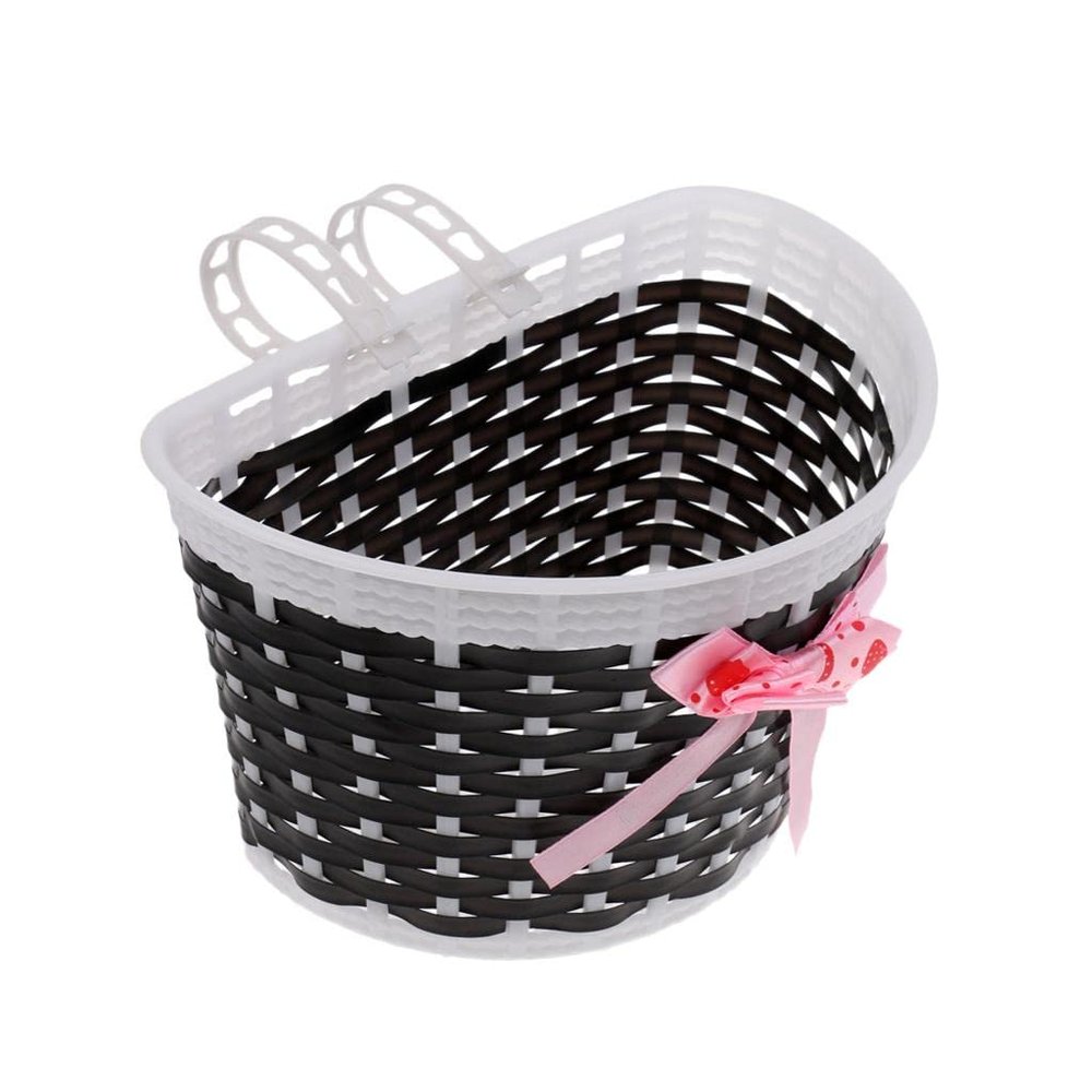 LEIPUPA Kids Bike Basket for 12 14 16 18 inch Girls Bike, Basket Kids Accessories, Black
