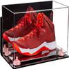 Better Display Cases Acrylic Large Shoe Display Case for Basketball Shoe Soccer Cleat Football Cleat with Mirror, Wall Mount, Pink Risers and Clear Base (A013-PNR) view 1