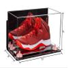 Better Display Cases Acrylic Large Shoe Display Case for Basketball Shoe Soccer Cleat Football Cleat with Mirror, Wall Mount, Pink Risers and Clear Base (A013-PNR) view 2