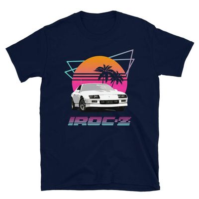 1980's Retro Wave Chevy Camaro IROC-Z Short-Sleeve Unisex T-Shirt Navy