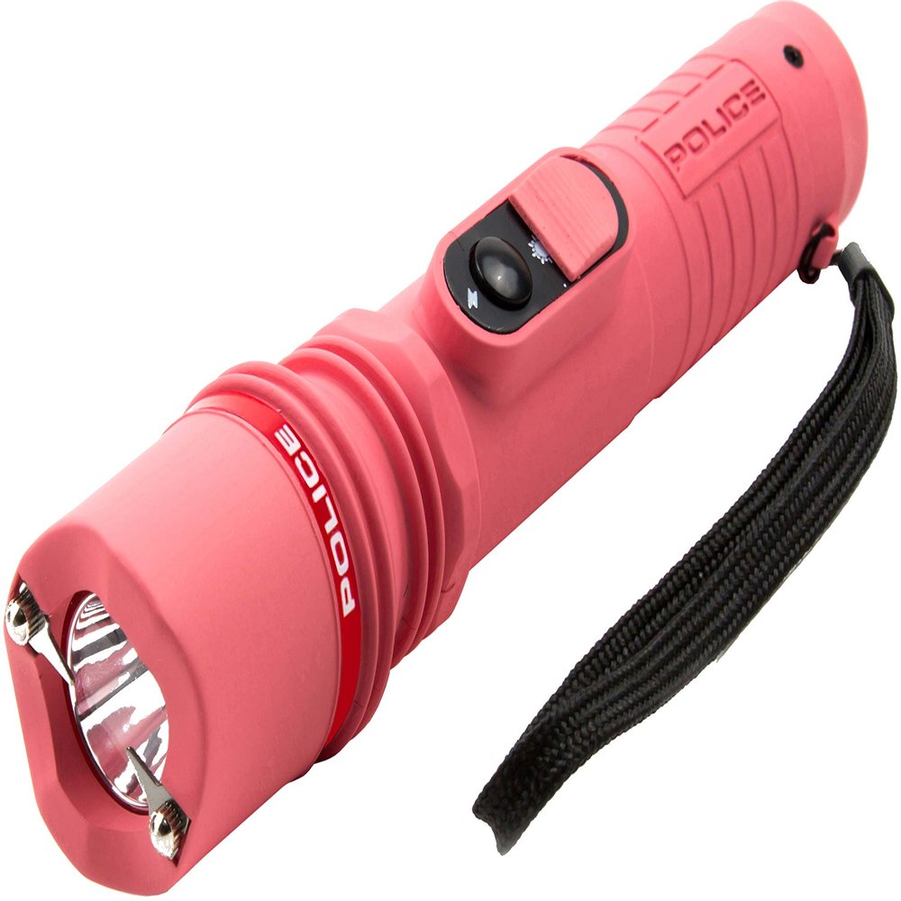 POLICE Stun Gun for Self Defense 305 High Voltage Rechargeable with LED Flashlight, Compact & Heavy Duty Personal Security for Women Pink