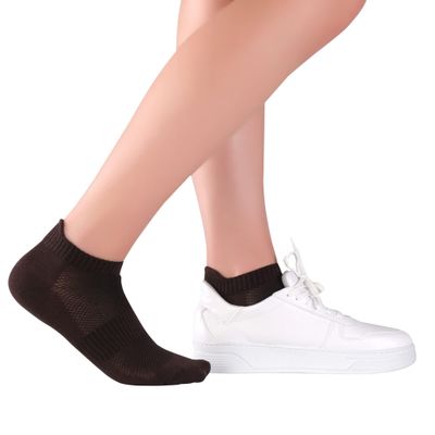 ELYFER Brown Unisex Thin Rayon Ankle Socks 4 Pairs, (Size 8-10) Ultra Soft Breathable Comfort Blend Low Cut Athletic Running Socks for Women and Men - Medium