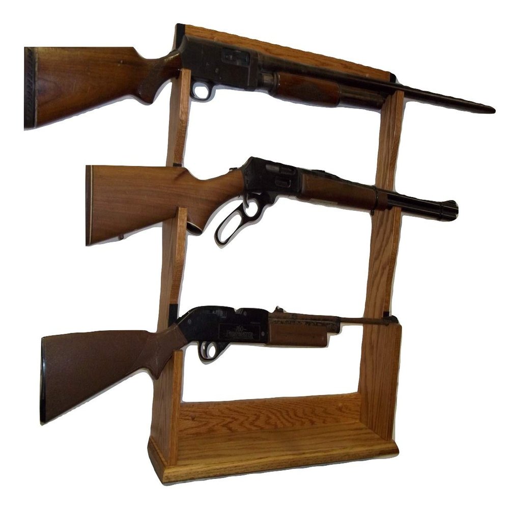 oakwoodgunracks 3 Gun Rack for Wall, Mantle or Trade Show - Golden Oak Finish Finish