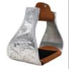 CHALLENGER Western Horse Tack Aluminum Engraved Rubber Grip Saddle Stirrups 5176 view 2
