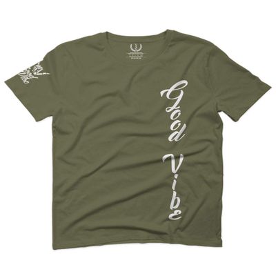 0190. Good Vibe Bones Hand Shaka Graphic dope Streetwear Style for Men T Shirt (Olive Green, 2X-Large)
