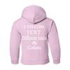 Just Customized Personalized Custom Made Youth Hoodie For Youth, Same Text On Both Sleeves, Custom Text, Design Your Own Light Pink view 2