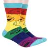Bioworld Sesame Street Adult Striped Rainbow Color Character Heads Crew Socks For Men For Women view 1