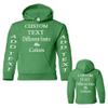 Just Customized Personalized Custom Made Youth Hoodie For Youth, Same Text On Both Sleeves, Custom Text, Design Your Own Irish Green view 3
