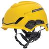MSA 10194787 H1 V-Gard Helmet With Fas-Trac III Ratchet Suspension | Polyethylene Shell, Superior Impact Protection, Self Adjusting Crown Straps - Standard Size in Yellow view 1