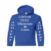 Just Customized Personalized Custom Made Youth Hoodie For Youth, Same Text On Both Sleeves, Custom Text, Design Your Own Royal view 1