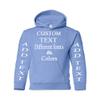 Just Customized Personalized Custom Made Youth Hoodie For Youth, Same Text On Both Sleeves, Custom Text, Design Your Own Carolina Blue view 1