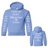 Just Customized Personalized Custom Made Youth Hoodie For Youth, Same Text On Both Sleeves, Custom Text, Design Your Own Carolina Blue view 3