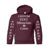 Just Customized Personalized Custom Made Youth Hoodie For Youth, Same Text On Both Sleeves, Custom Text, Design Your Own Maroon view 1