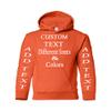 Just Customized Personalized Custom Made Youth Hoodie For Youth, Same Text On Both Sleeves, Custom Text, Design Your Own Orange view 1