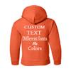Just Customized Personalized Custom Made Youth Hoodie For Youth, Same Text On Both Sleeves, Custom Text, Design Your Own Orange view 2