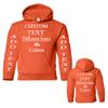 Just Customized Personalized Custom Made Youth Hoodie For Youth, Same Text On Both Sleeves, Custom Text, Design Your Own Orange view 3